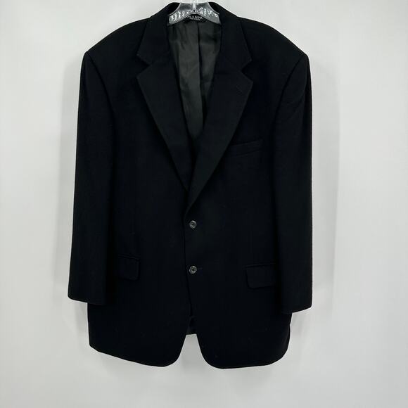 Jos A Bank Mens Blazer Size 44R Black Cashmere Structured‎ Tailored Jacket